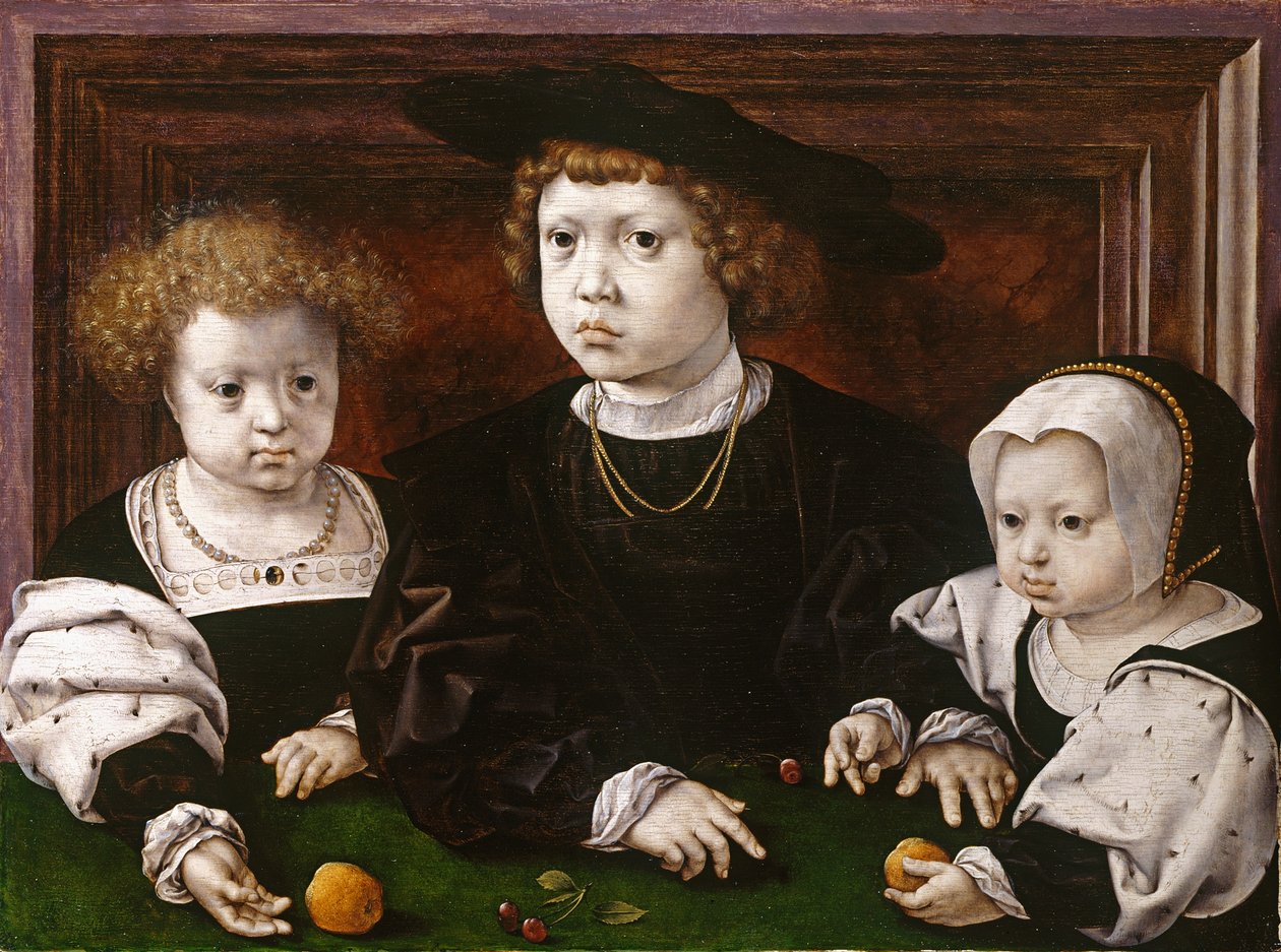 Christian II av Danmarks tre barn (Dorothea, John och Christina) av Jan Gossaert