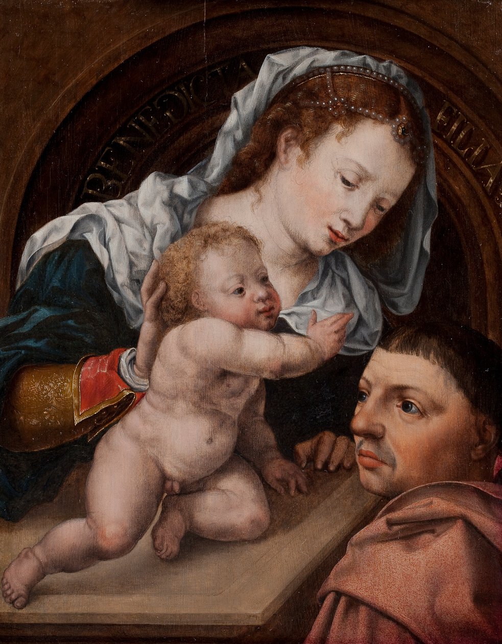 Maria med Jesusbarnet och givare av målningen av Jan Gossaert