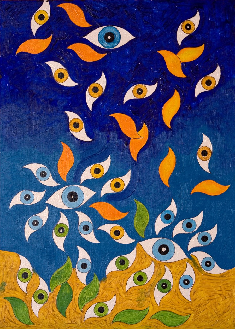 A Shower of Eyes, 2006 (olja på trä) av Jan Groneberg