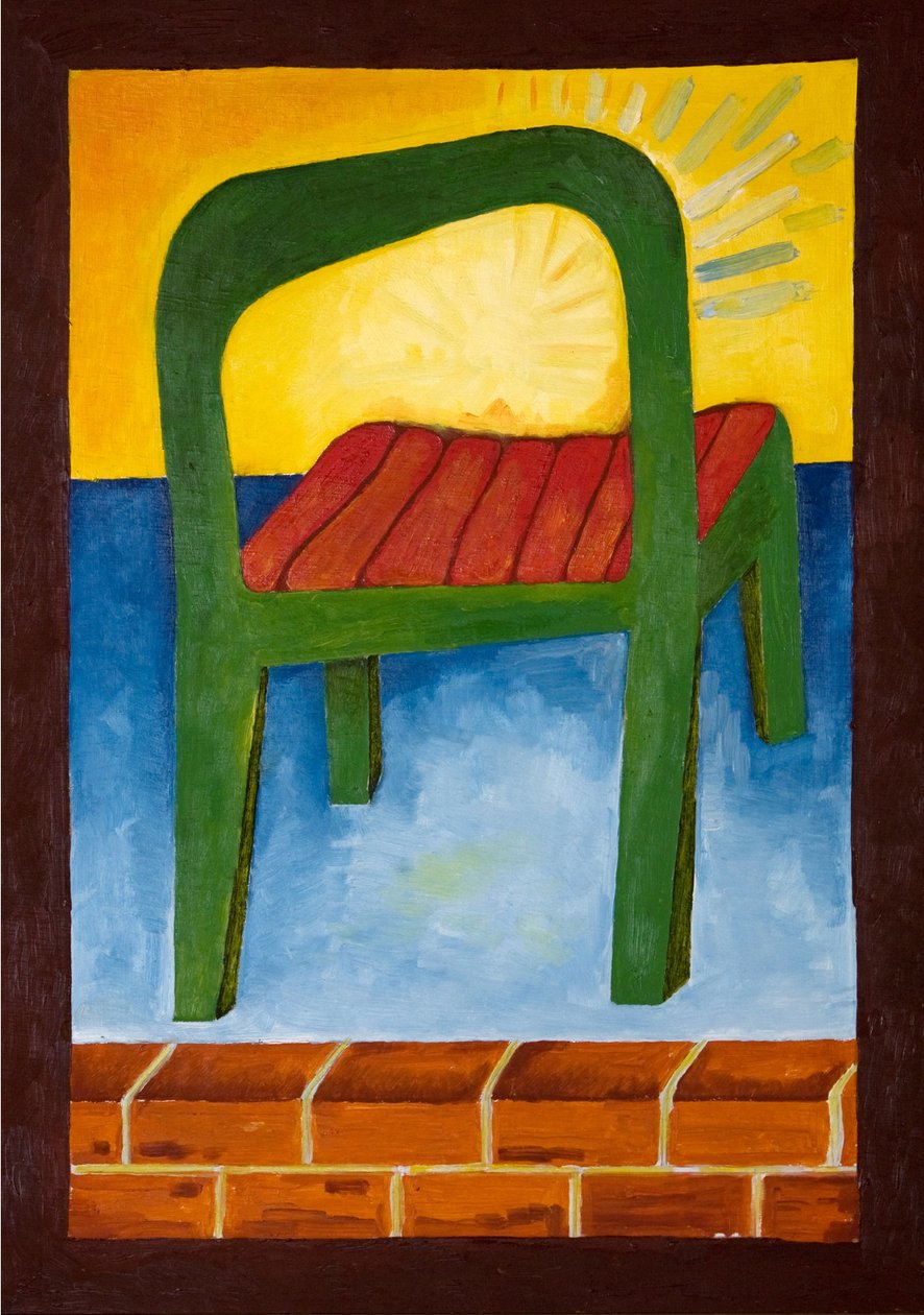 Chair in the Air, 2005 (olja på trä) av Jan Groneberg