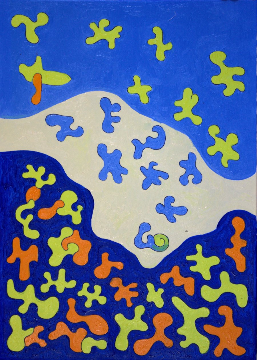 Duschdraperi, 2010 (olja på duk) av Jan Groneberg