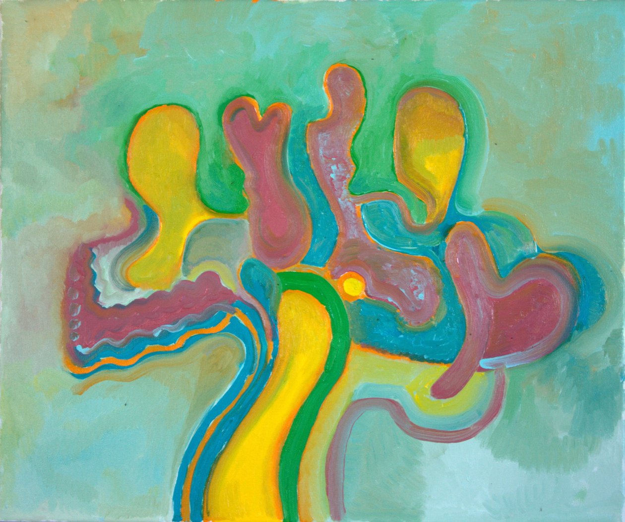 Three Friends återförenas efter en lång tid, 2009 (olja på duk) av Jan Groneberg
