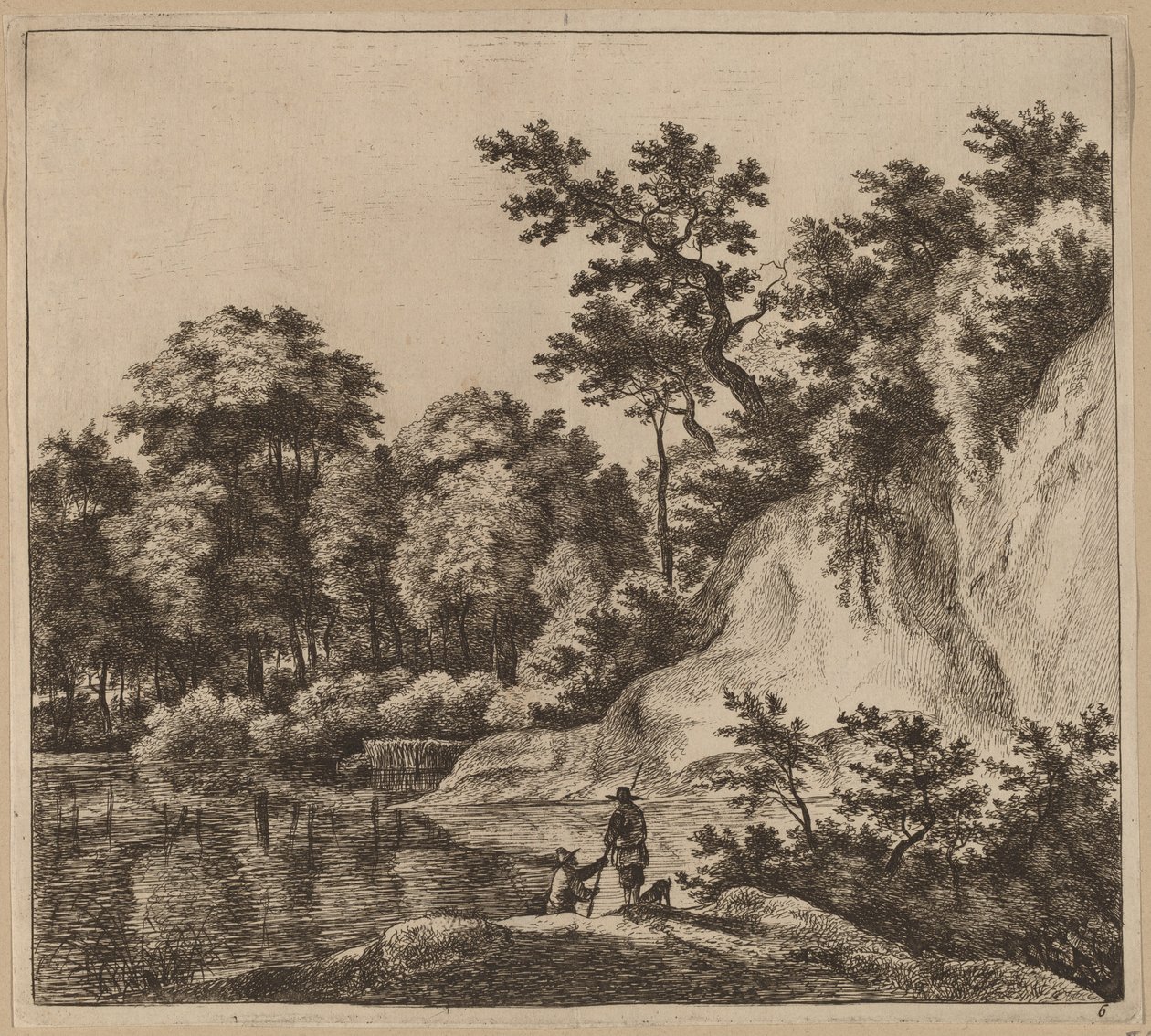 Landskap med flod och klippa av Jan Hackaert