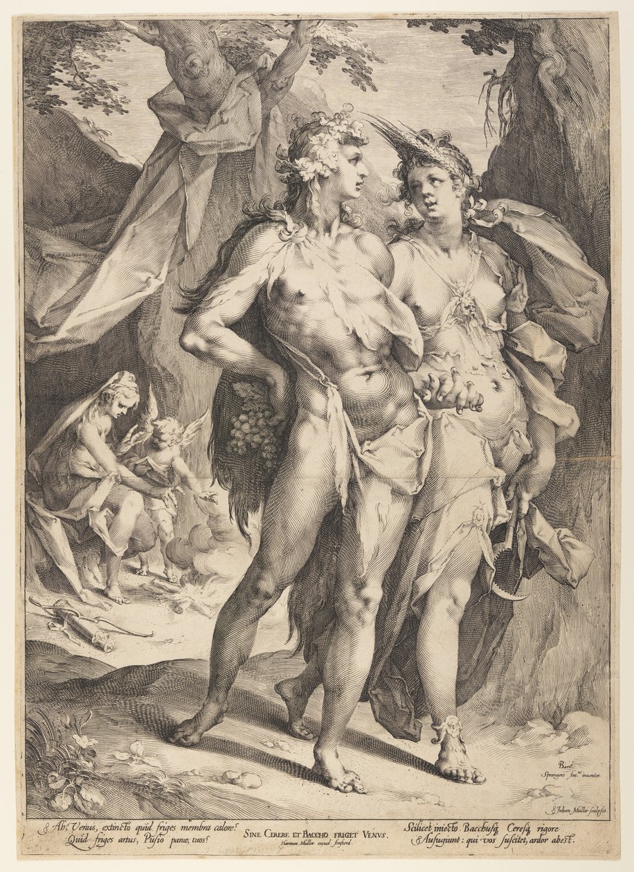Bacchus och Ceres lämnar Venus (Sine Cerere et Baccho Friget Venus) av Jan Harmensz. Muller