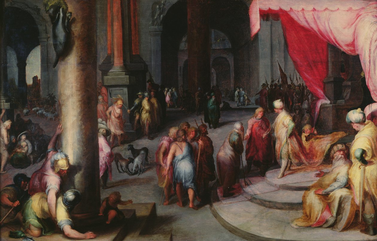 Joseph presenterar sin far och sina bröder för farao, ca 1590 av Jan Harmensz Muller