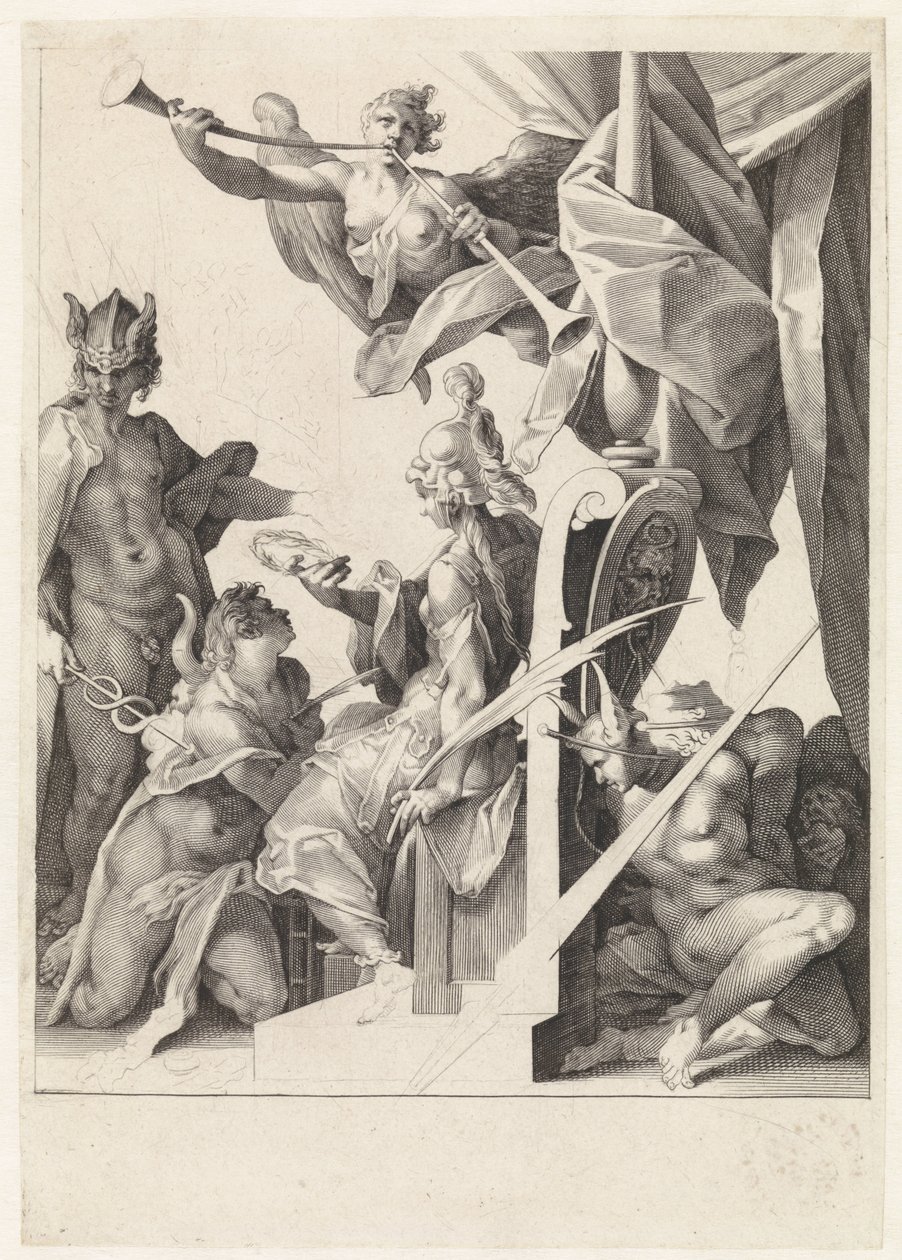 Mercury leder unga konstnärer till Minerva av Jan Harmensz. Muller