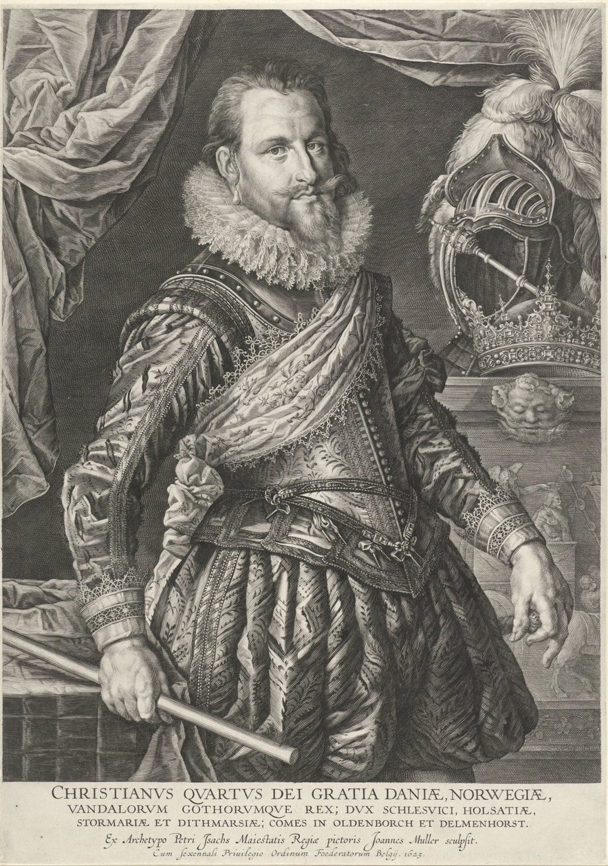 Porträtt av kung Christian IV av Danmark och Norge av Jan Harmensz. Muller