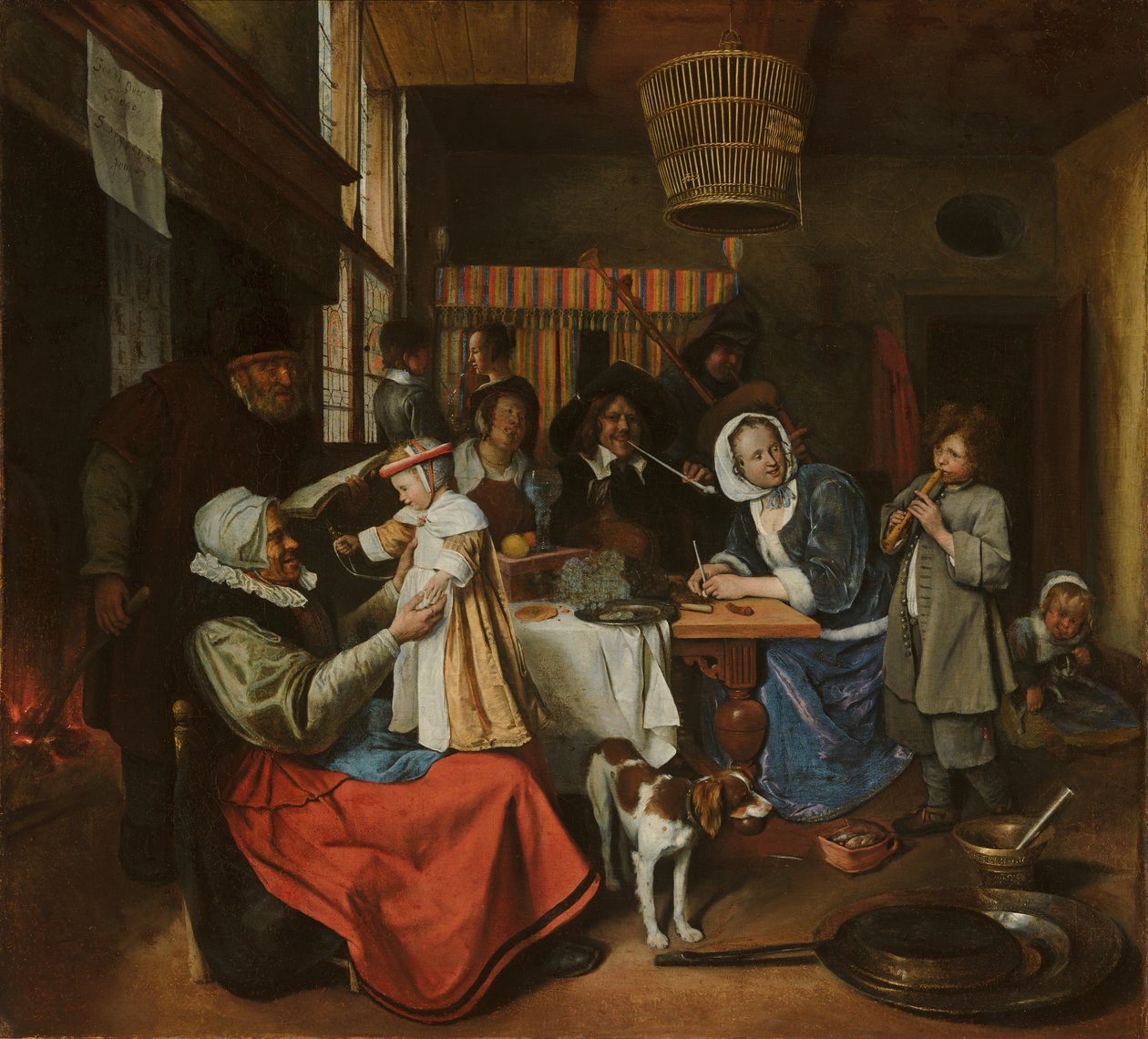 Som de gamla sjunger, så Pipe the Young, c.1663-5 av Jan Havicksz. Steen