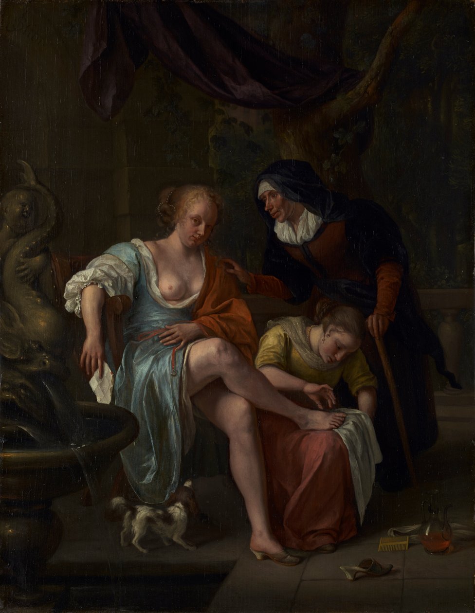 Bathsheba After the Bath, ca 1670-5 (olja på panel) av Jan Havicksz. Steen