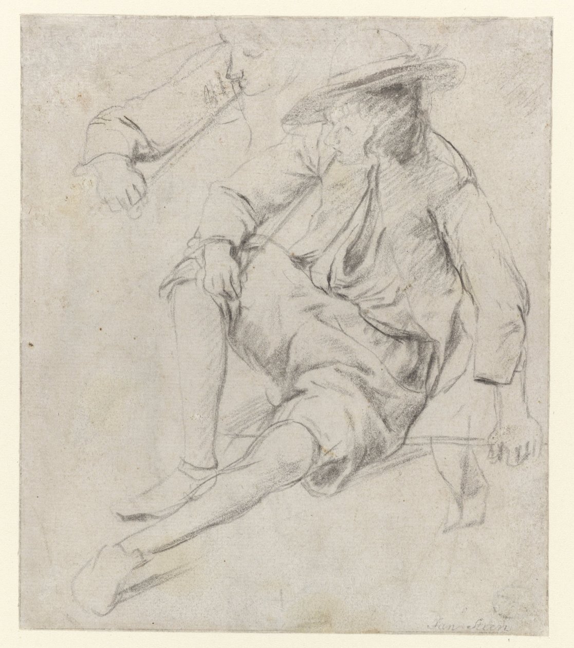 Studie av en sittande man som röker en pipa av Jan Havicksz. Steen