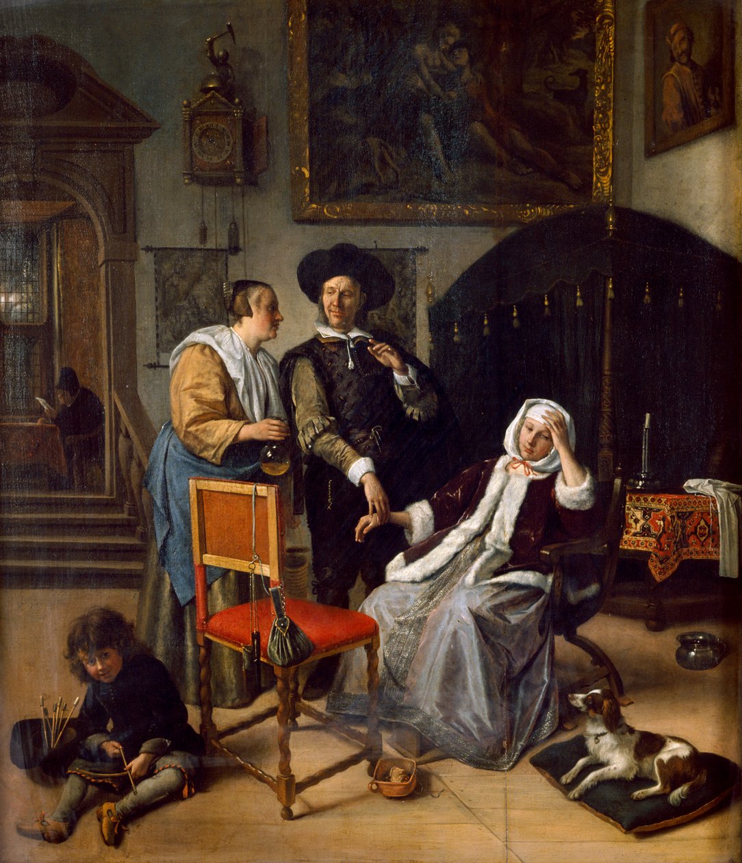 Läkarbesöket (olja på ekpanel) av Jan Havicksz. Steen