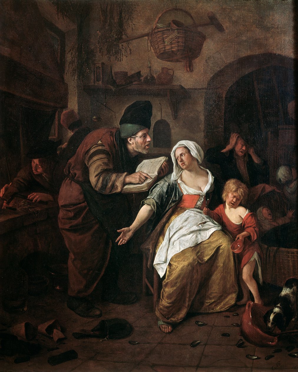 Alkemisten, detalj (olja på duk av Jan Havicksz. Steen