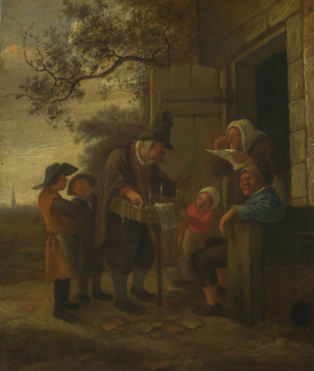 En Pedlar som säljer glasögon utanför en stuga, ca. 1653 av Jan Havickszoon Steen