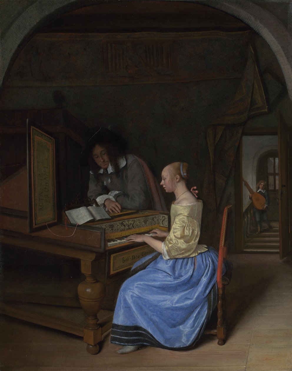En ung kvinna som spelar cembalo, ca. 1660 av Jan Havickszoon Steen