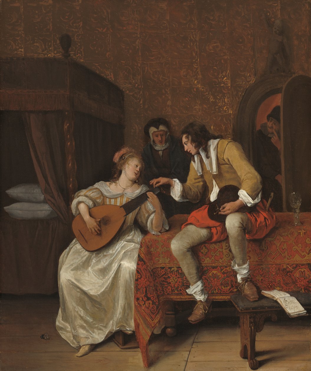 Ascagnes och Lucelle, Musiklektionen, 1667 av Jan Havickszoon Steen