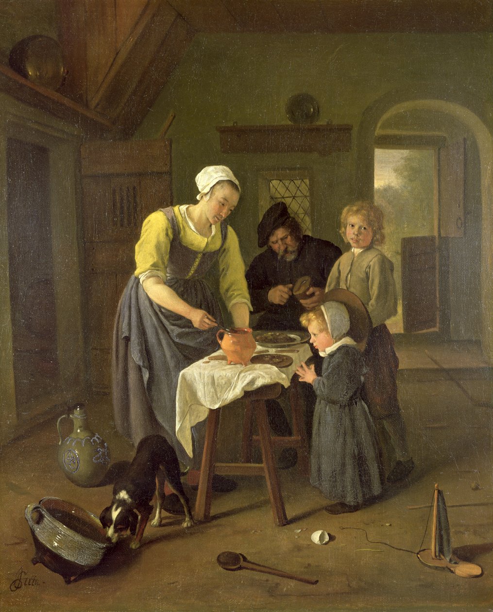Bondfamiljen vid måltidstiden, c.1665 av Jan Havickszoon Steen