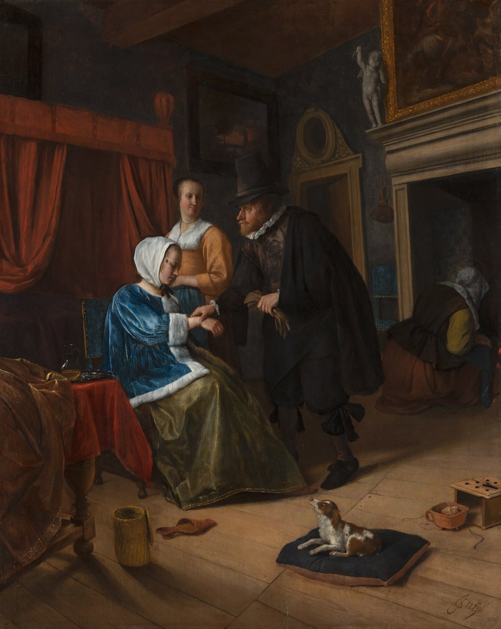 Den sjuka flickan, ca 1660 av Jan Havickszoon Steen