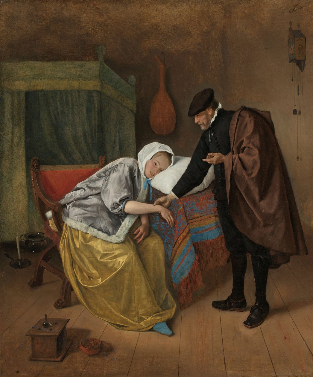 Den sjuka kvinnan, ca. 1663-66 av Jan Havickszoon Steen