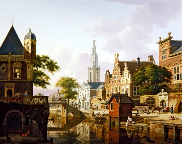 En holländsk stad längs en kanal av Jan Hendrik Verheyen