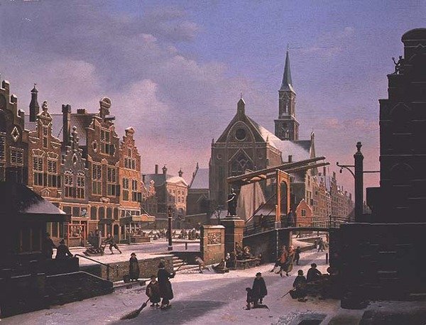 Stadsbild på vintern av Jan Hendrik Verheyen