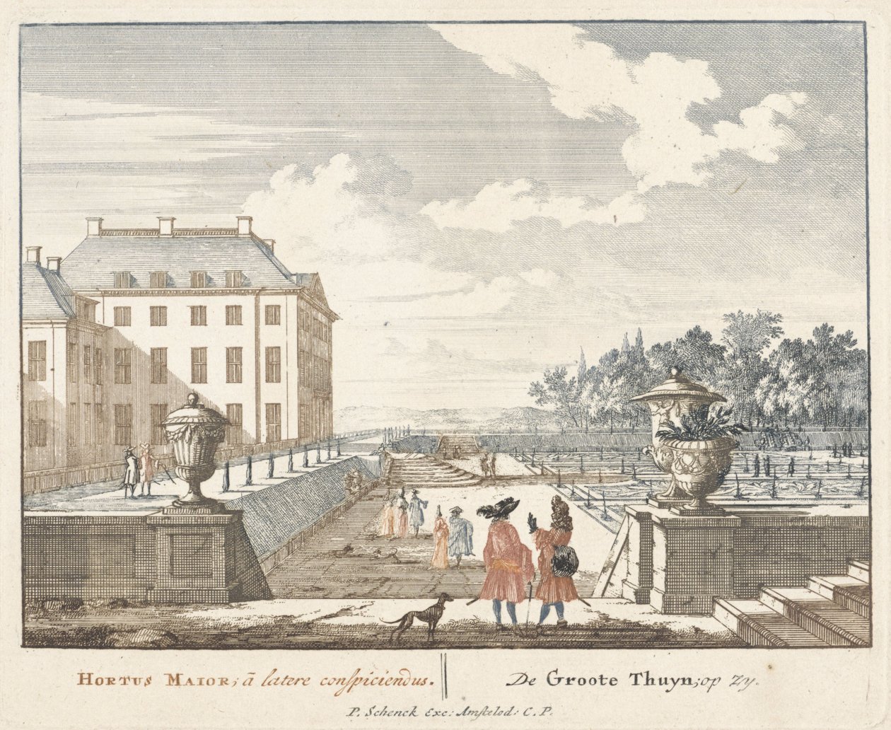 Vandrare i trädgården till slottet Het Loo, 1694-97 av Jan I van Call