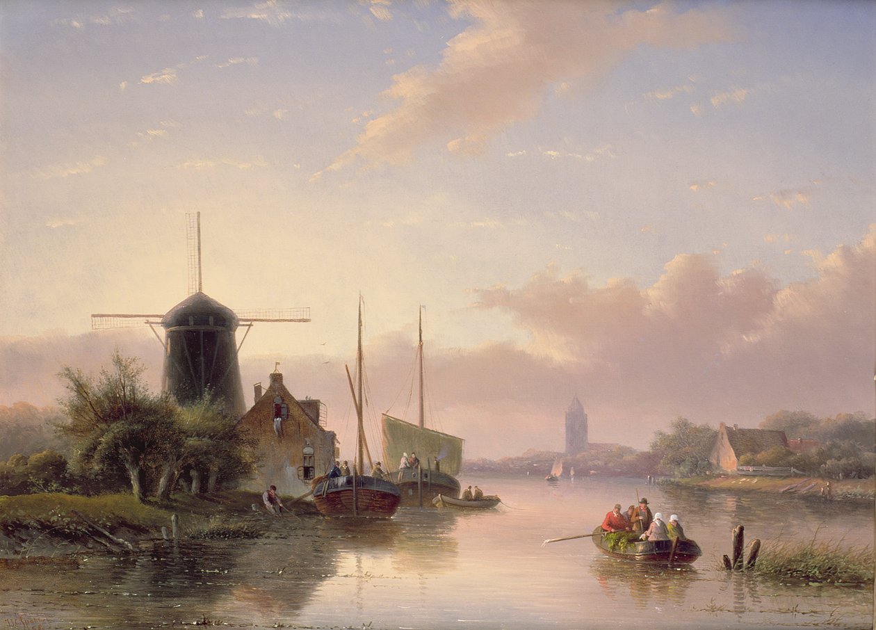 Sommarlandskap vid solnedgången, 1858 av Jan Jacob Spohler