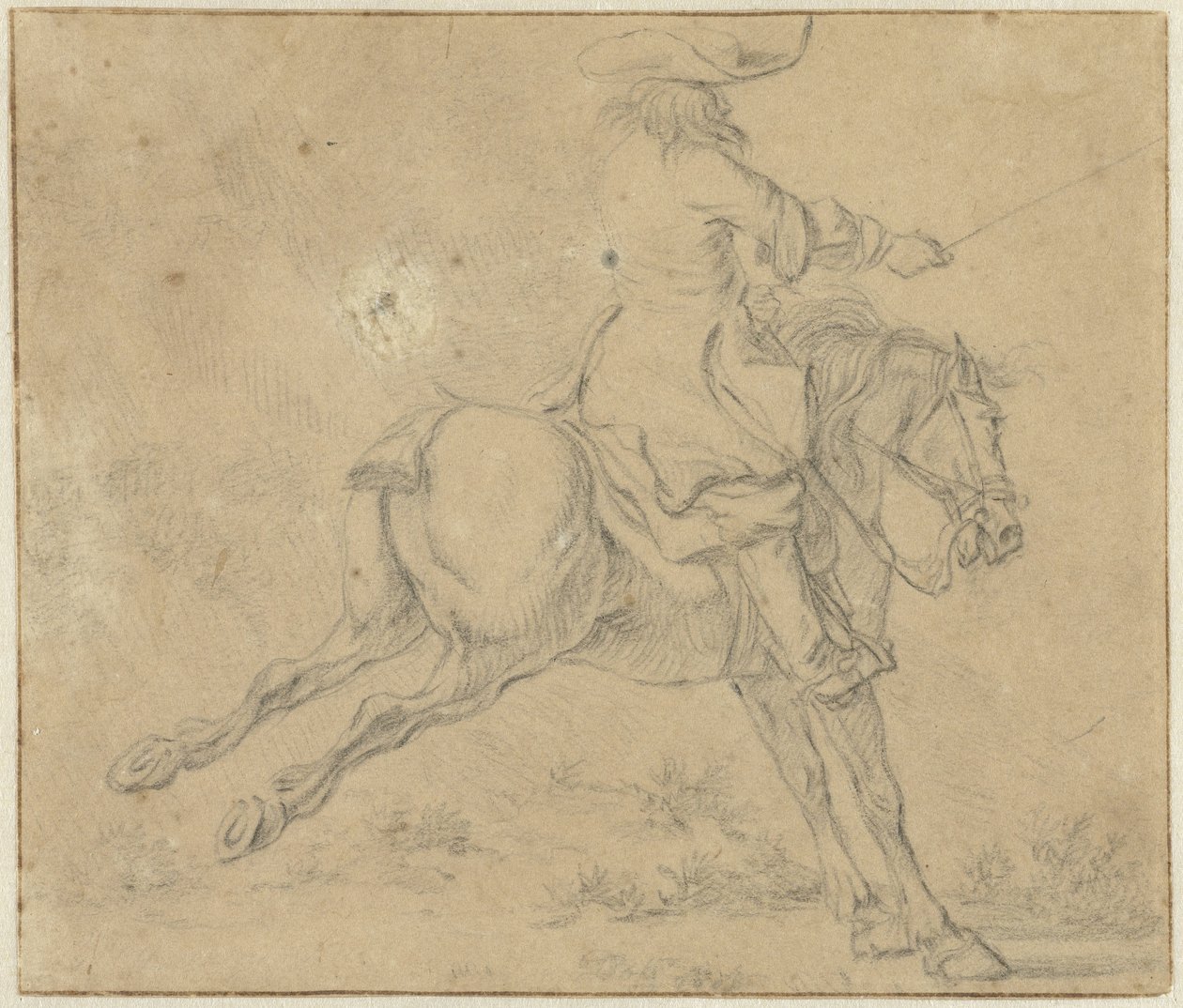 Ryttare på en backhäst av Jan Jacobsz van der Stoffe