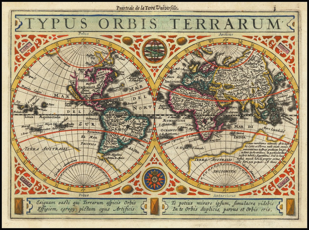 1631 års karta - Typus Orbis Terrarum av Jan Janssonius