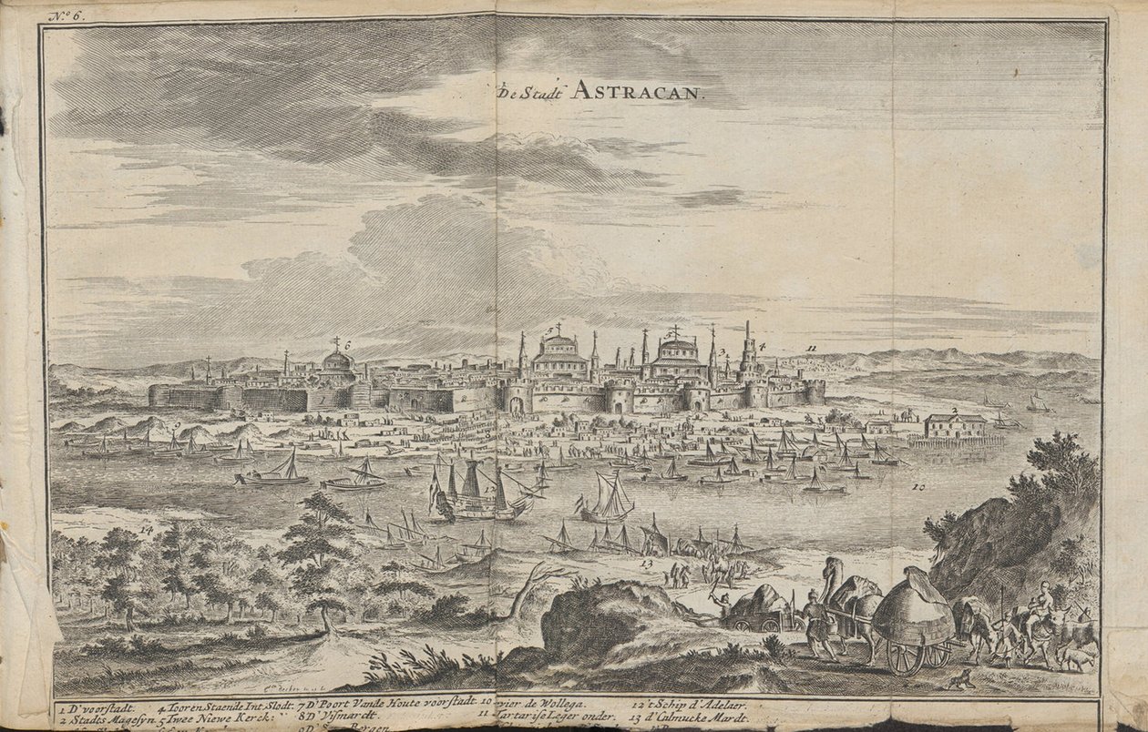 Astrakhan Från: Three Remarkable Voyages, 1675 av Jan Jansz. Struys
