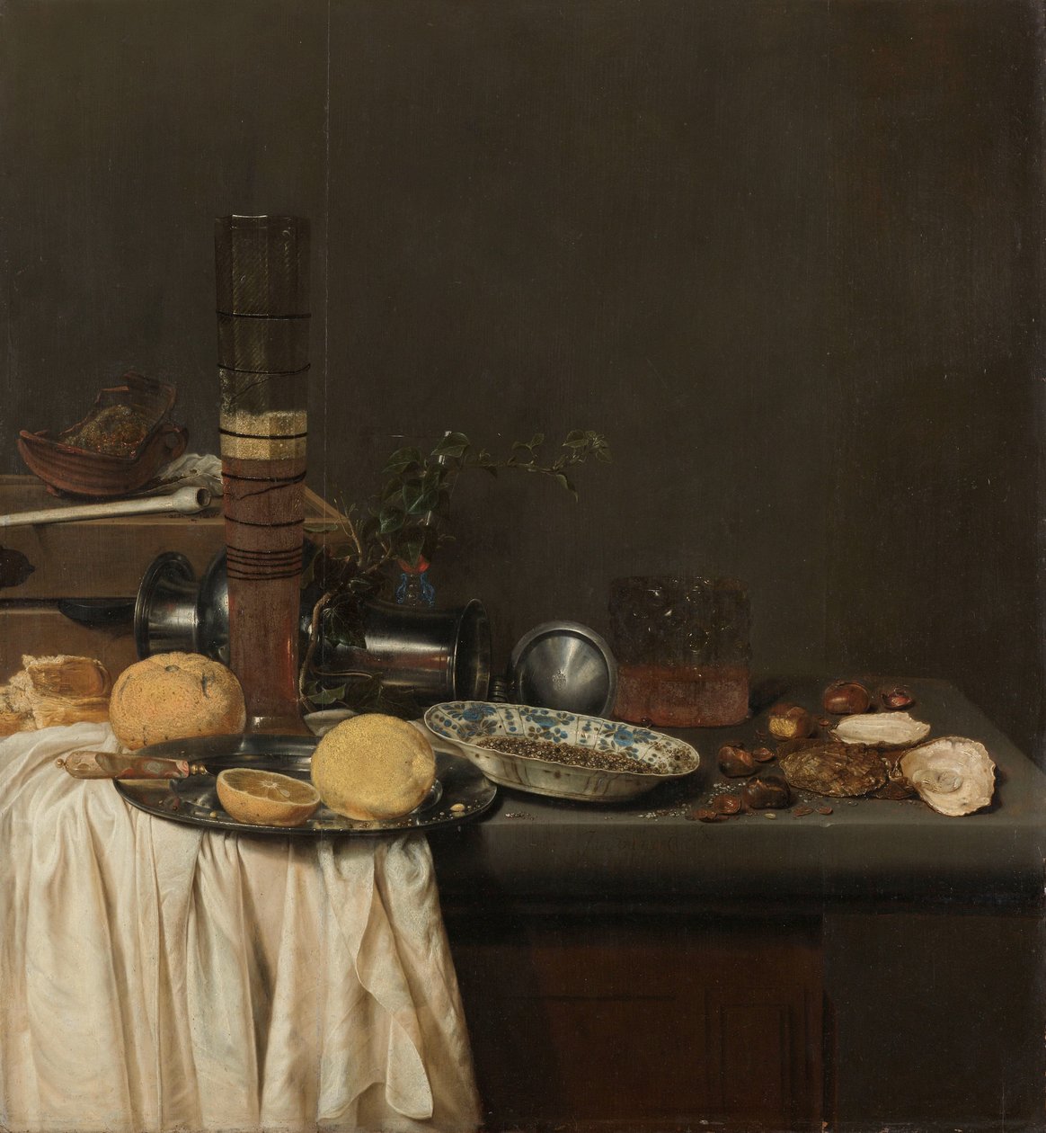 Stilleben med ett högt ölglas av Jan Jansz. van de Velde (III)