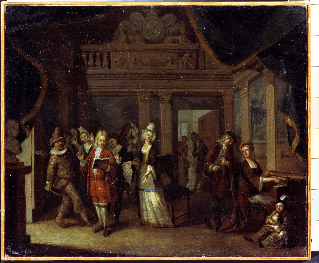 Privat konsert. En huskonsert. Målning av Jan Josef Horemans den äldre eller den äldre (1682-1759). Flamländsk konst, rokokostil. Olja på duk. Statens museum för historia och konst, Serpukhov (Serpukhov), Ryssland. av Jan Josef the Elder Horemans