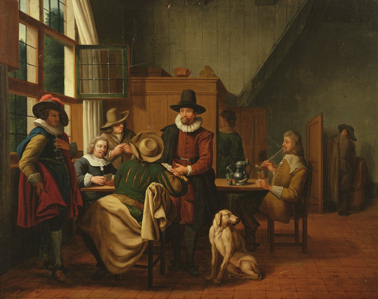 Interiör i en krog av Jan Josef the Elder Horemans