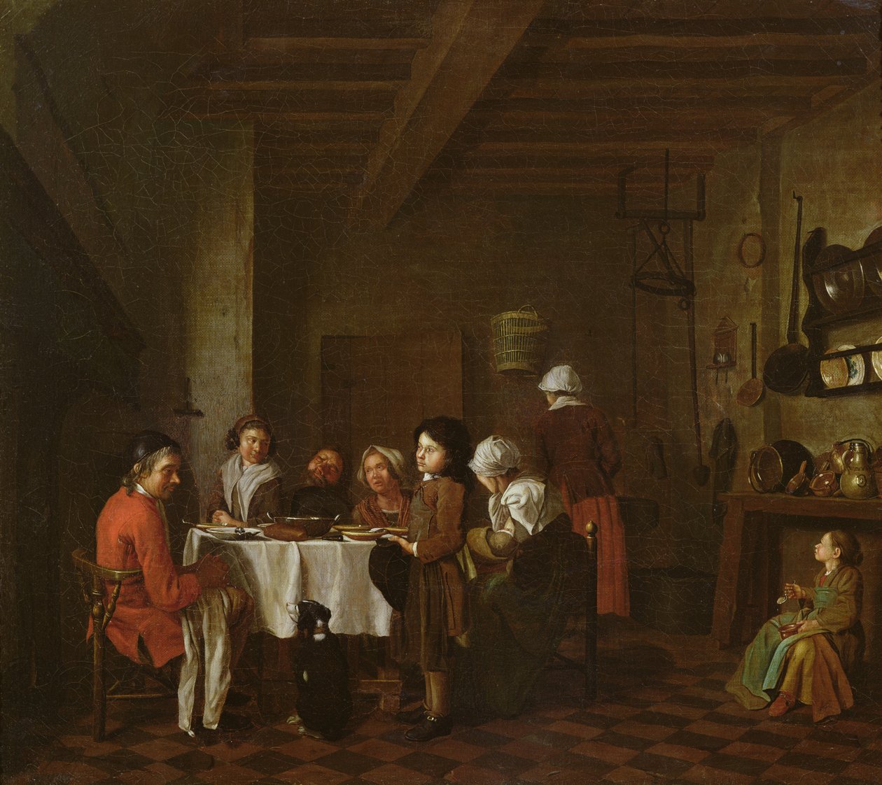 Interiör scen, familjens måltid av Jan Josef the Elder Horemans