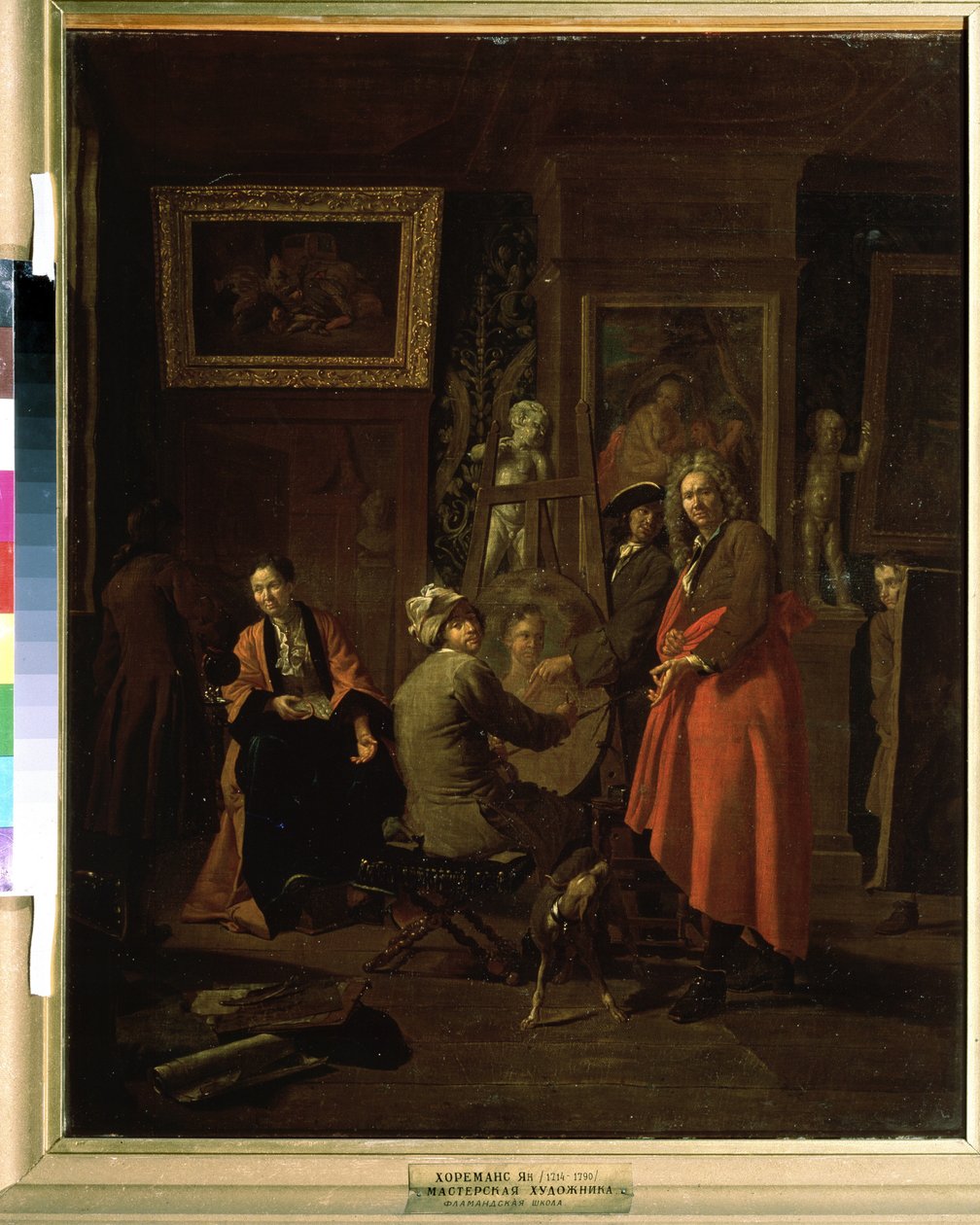 ""The painter studio"" (The painter studio) Målning av Jan Joseph Horemans den äldre (1682-1759) 1725-1730 Pushkin Museum Moskva av Jan Josef the Elder Horemans