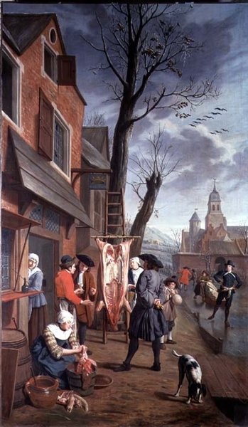 Utanför slaktaren (en av en serie om fyra) av Jan Josef the Younger Horemans