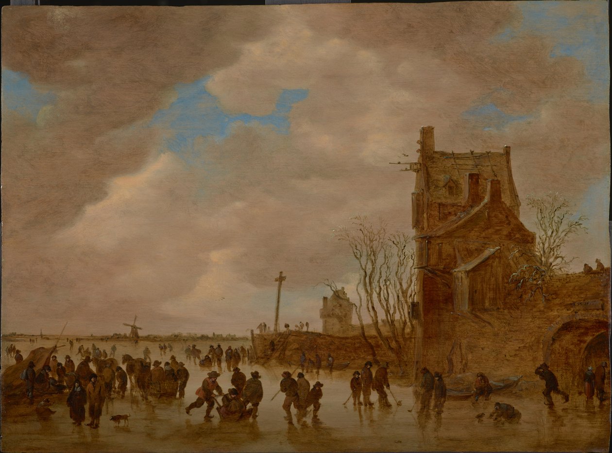 Isnöjen framför ett brotorn, 1655 av Jan Josefsz Goyen van