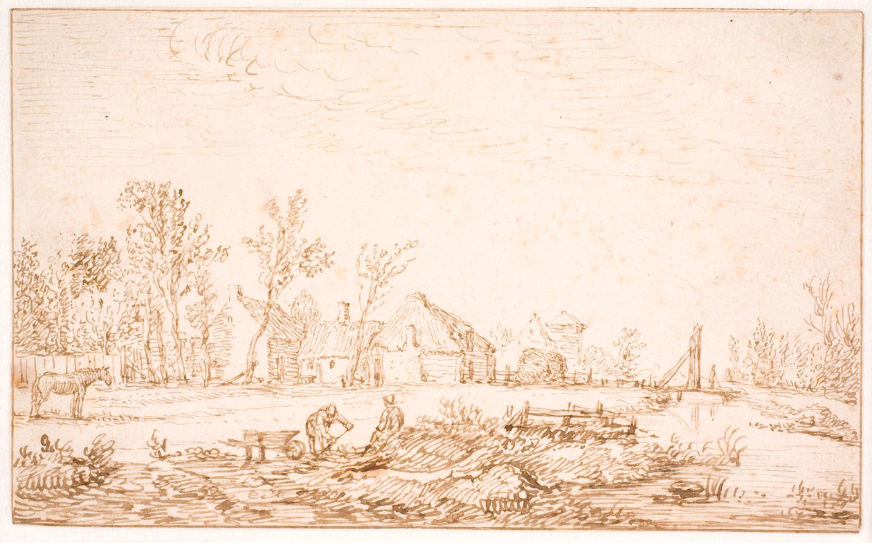 En kanal nära en by av Jan Josefsz van Goyen