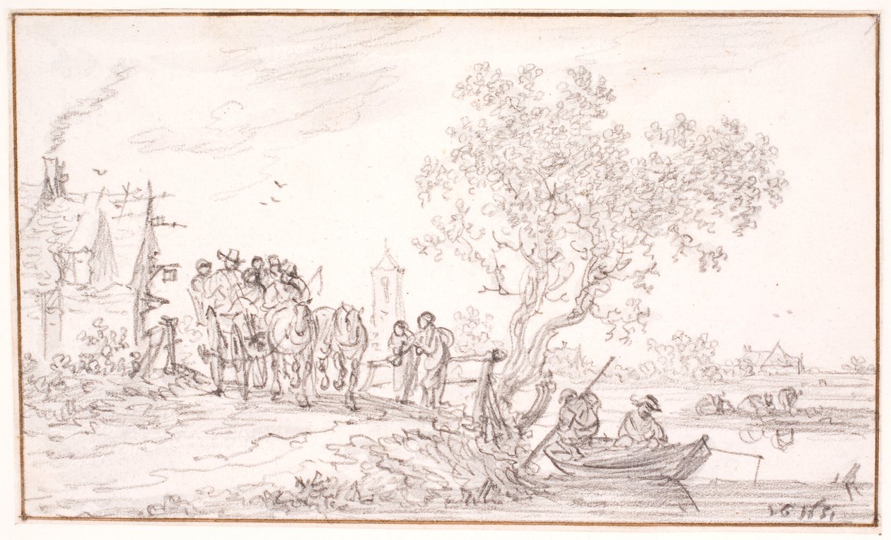 En vagn med resenärer på ett värdshus av Jan Josefsz van Goyen
