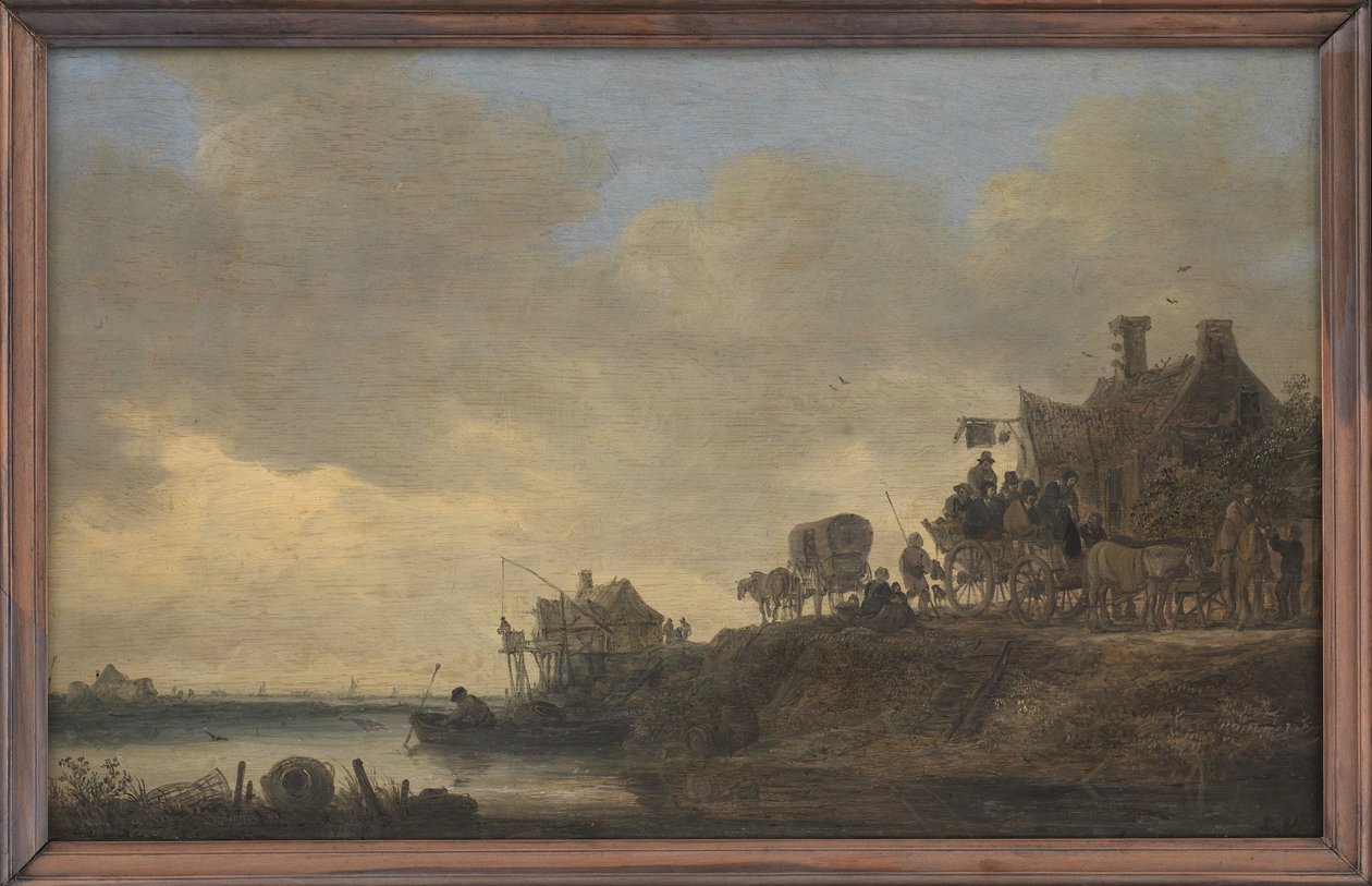 Flodscen med tavernan "Svanen". av Jan Josefsz van Goyen