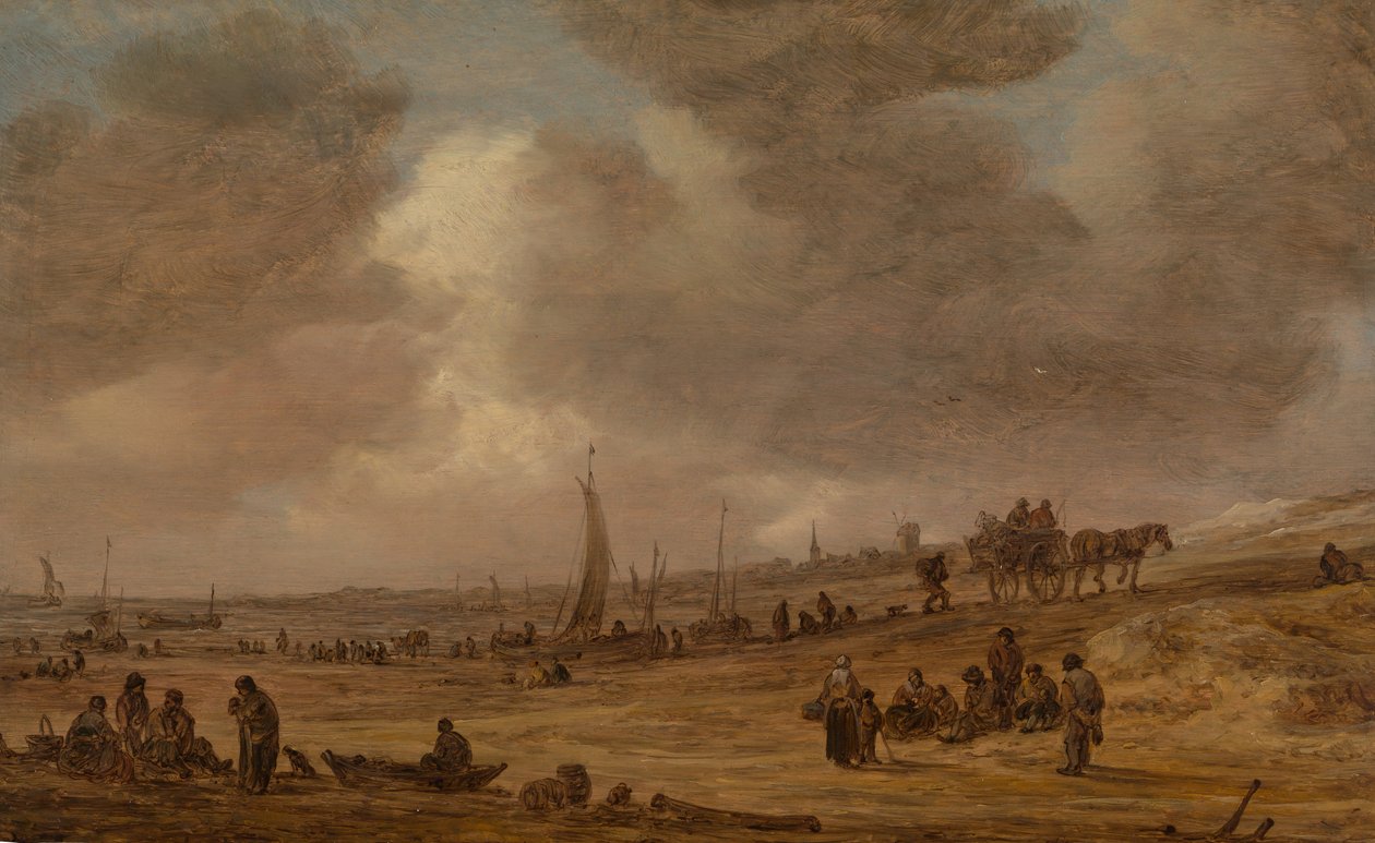 En strand med fiskebåtar, troligen 1653. av Jan Josephsz van Goyen