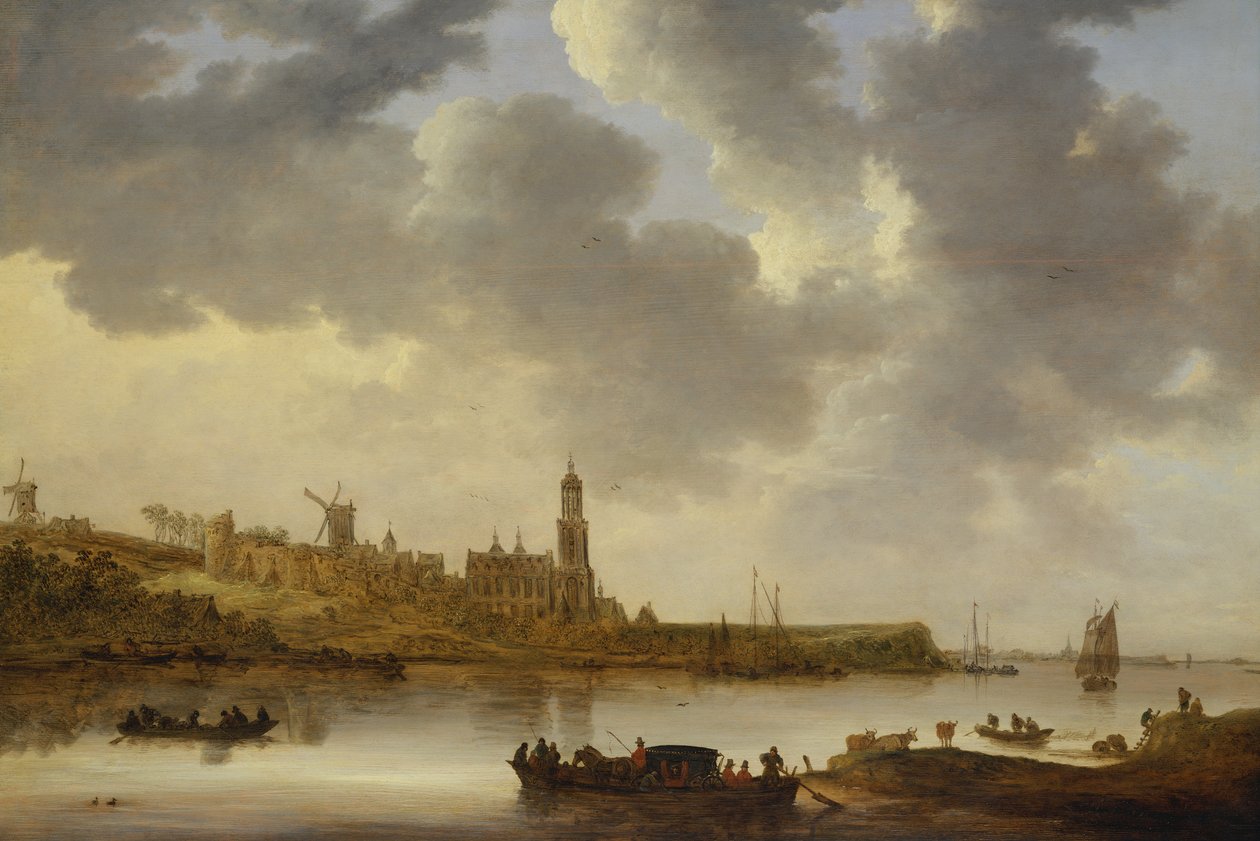 Utsikt över Rhen vid Rhenen av Jan Josephsz van Goyen