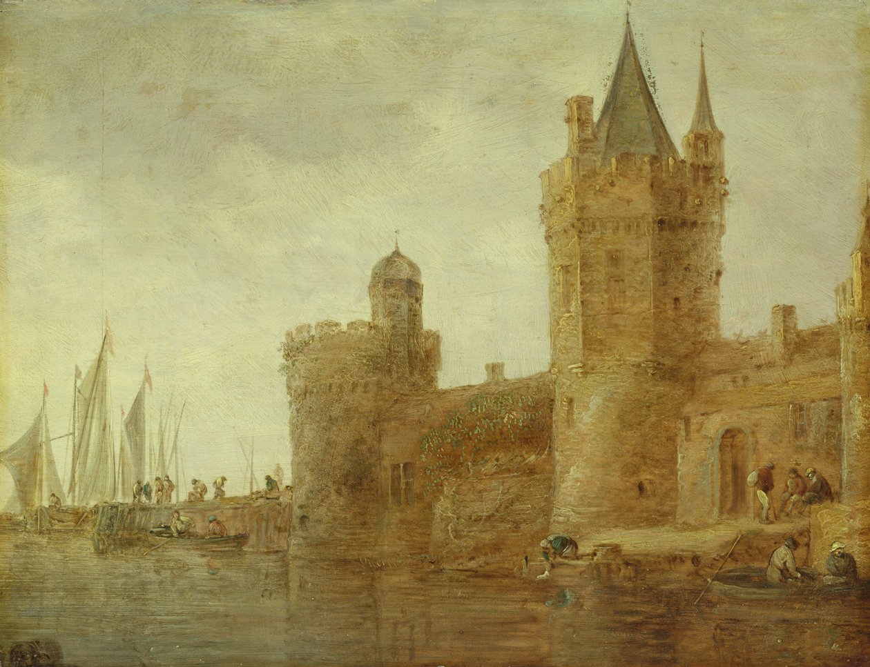 Bolverk på vatten av Jan Josephsz van Goyen
