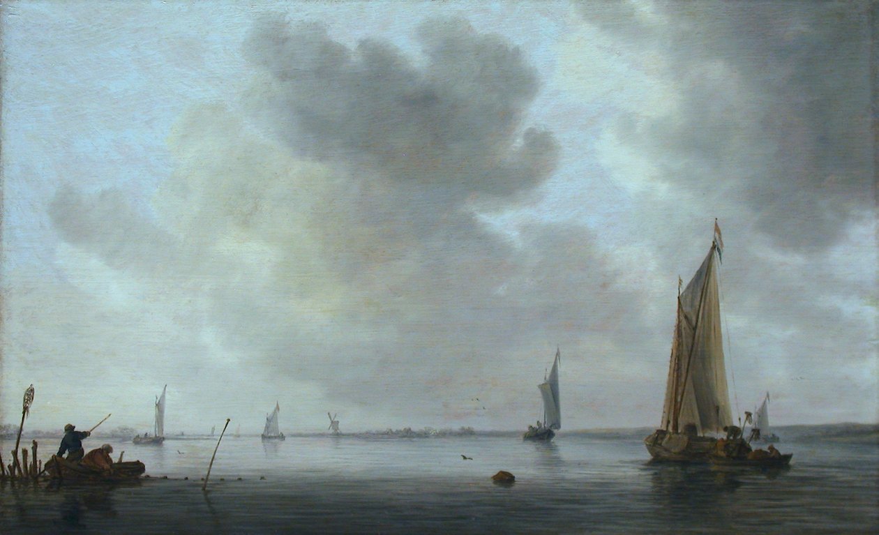 Fiskebåtar utanför en flodmynning av Jan Josephsz van Goyen