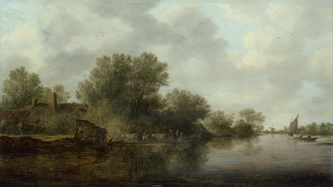 Landskap (olja på panel) av Jan Josephsz van Goyen