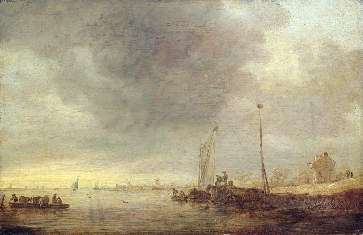 Landscape with River and Ferry, 1646  av Jan Josephsz van Goyen