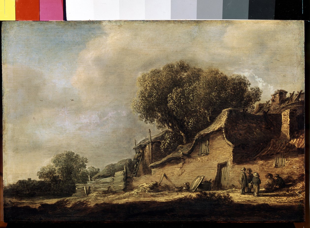 ""Paysage a la chaumiere et au chene"" (Landskap med en bondstuga och en ek) Målning av Jan Jozefsz van Goyen (1596-1656) 1634 Mått 87x105 cm Eremitagemuseet, Sankt Petersburg av Jan Josephsz van Goyen