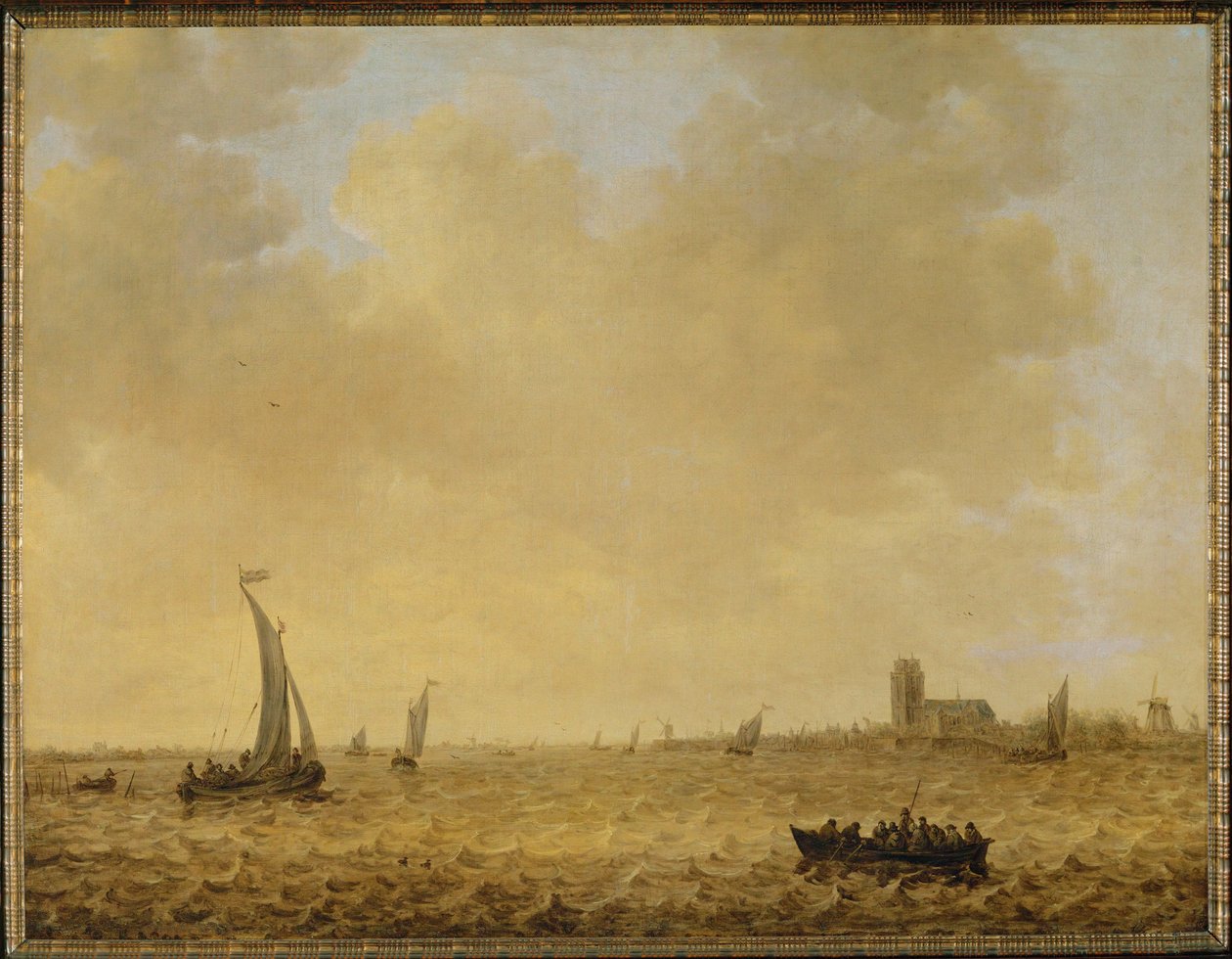 Havslandskap. Utsikt över Dordrecht i bakgrunden (olja på duk) av Jan Josephsz van Goyen