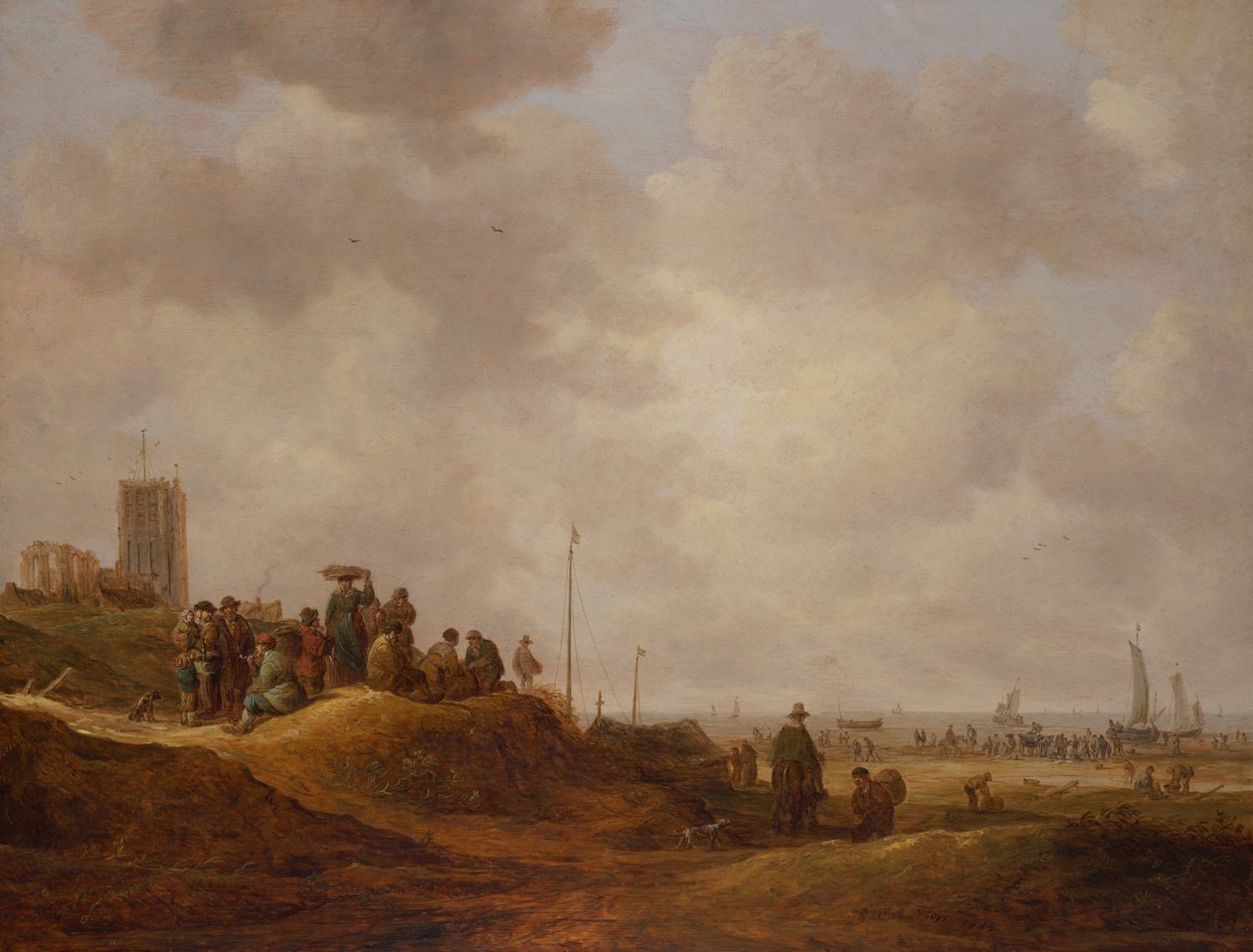 Utsikt över kusten i Egmond Aan See av Jan Josephsz van Goyen