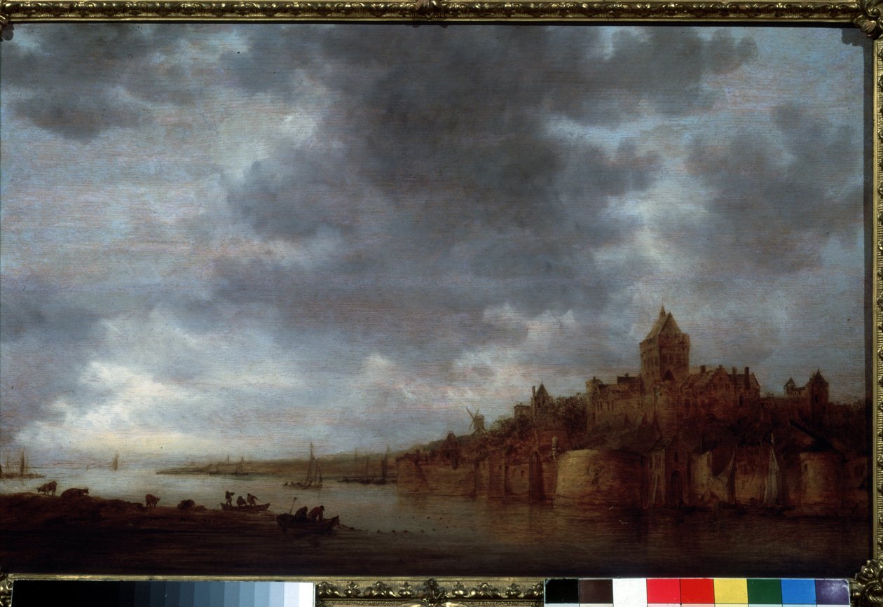 ""Utsikt över Waalfloden vid Nijmegen i Nederländerna"" (Valkhof i Nijmegen) Målning av Jan Josephsz van Goyen (1596-1656) 1649 Pushkin Museum Moskva av Jan Josephsz van Goyen