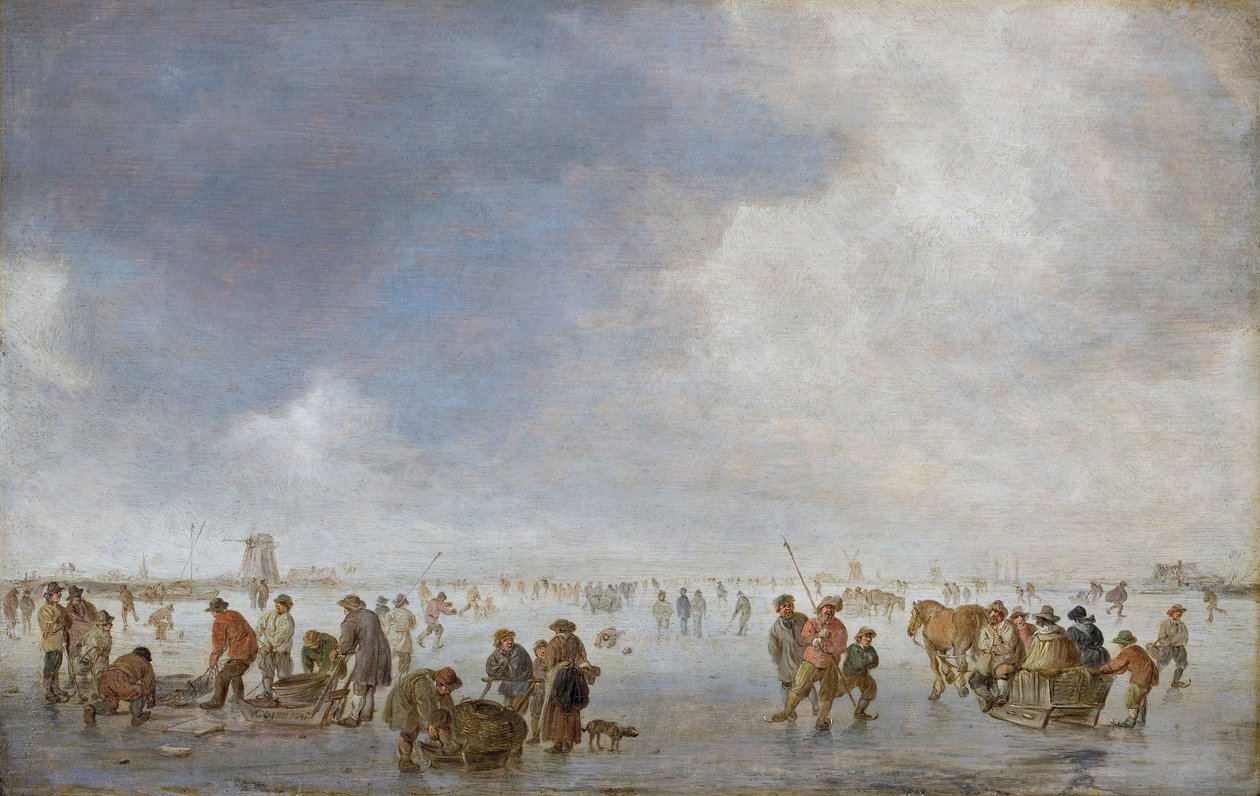 Winter Scene on the Ice (olja på panel) av Jan Josephsz van Goyen